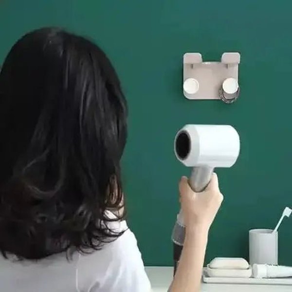 Storage Hair Dryer Rack Bathroom Accessory Mounts Wall-Mounted Hair Dryer Organizer Shelf – Dondepiso