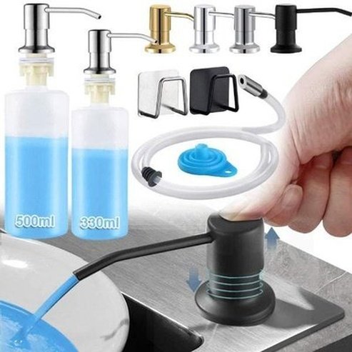 Stainless Steel Sink Soap Dispenser with Hand-Press Controls