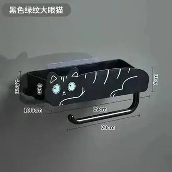 Cartoon Cat Bathroom Storage Rack with Hooks