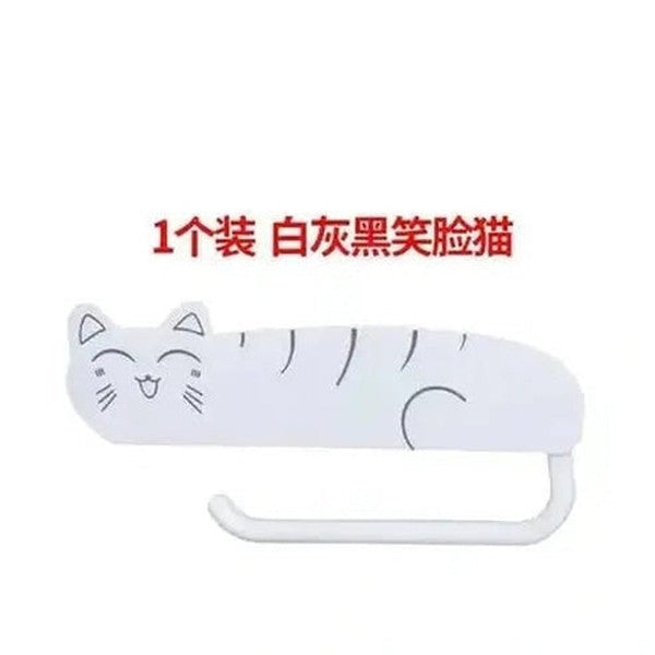 Cartoon Cat Bathroom Storage Rack with Hooks