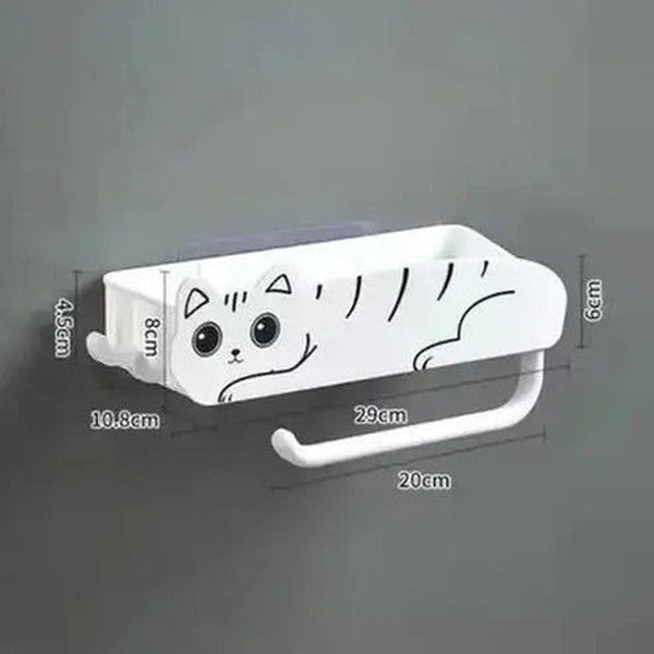 Cartoon Cat Bathroom Storage Rack with Hooks