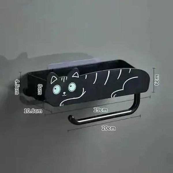 Cartoon Cat Bathroom Storage Rack with Hooks