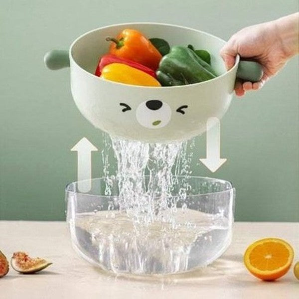 Cartoon Double Layer Vegetable Washing Basket Colander