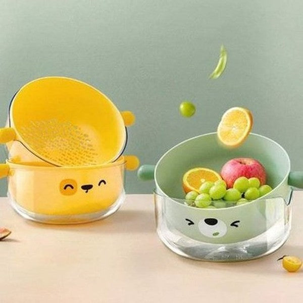 Cartoon Double Layer Vegetable Washing Basket Colander