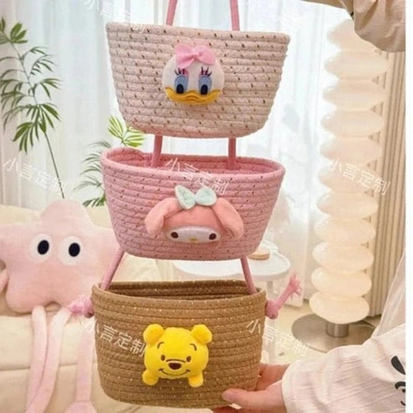 Cartoon Cotton Woven Wall-Mounted Storage Basket