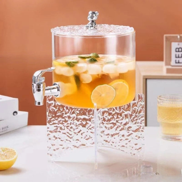 Large Capacity Glass Drink Dispenser with Faucet