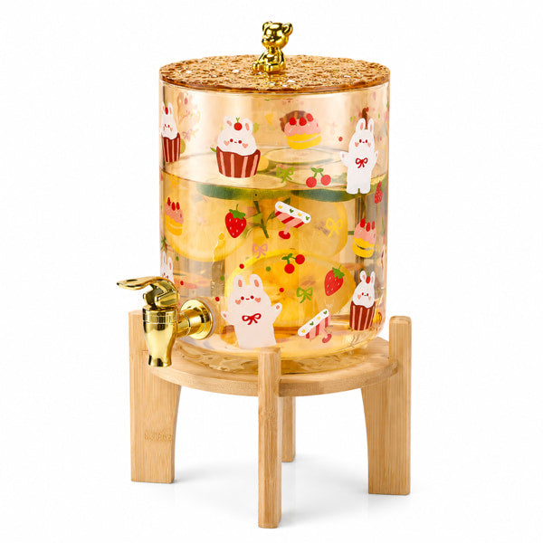 Cold Water Pot with Faucet Glass Beverage Dispenser