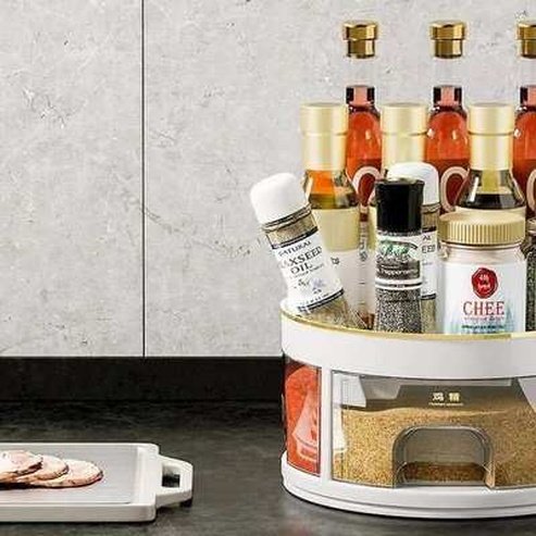 Countertop Rotating Spice Sauce Bottle Storage Rack