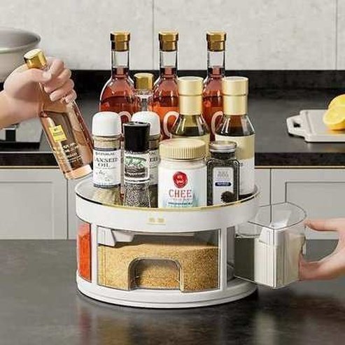 Countertop Rotating Spice Sauce Bottle Storage Rack