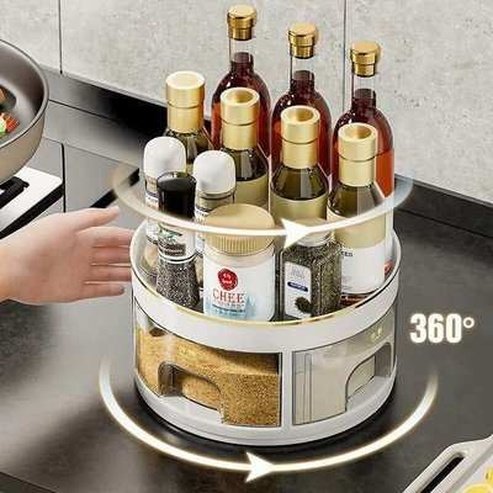 Countertop Rotating Spice Sauce Bottle Storage Rack