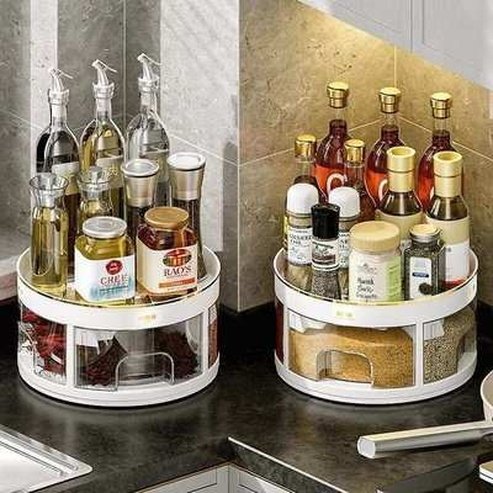 Countertop Rotating Spice Sauce Bottle Storage Rack