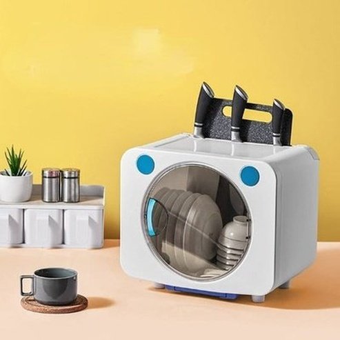 Cute Cutlery Mini Dish Organizer Drain Cube Box Knife Storage Rack With Lid