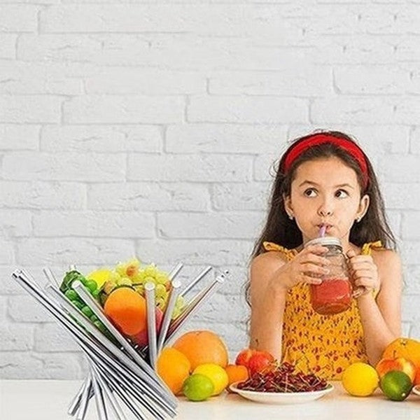 stainless steel folding rotating fruit bowl. this stainless steel fruit rack offers an attractive, space-saving storage solution for your home. type: decorative trays