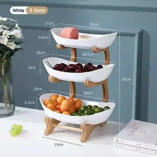 Fruit Tower Stand Decorative Trays 3 Tiers Decorative Plastic Fruit Tower · Dondepiso