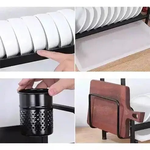 Metal Dish Drying Rack Dish Racks & Drain Boards Metal Double Layer Dish Drainer for Kitchen · Dondepiso