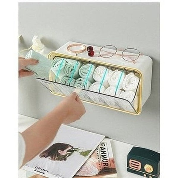 closet wall mounted underwear storage box bra socks organizer large capacity punch-free transparent closet storage box. type: household storage drawers.