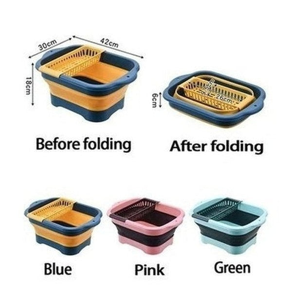 multipurpose collapsible colander fruit vegetable washing basket dish drainer silicone collapsible drain basket. kitchen tools and utensils: colanders and strainers