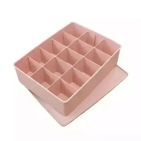 Plastic Underwear Storage Box Household Storage Containers Pink D Multi Grid Underwear Organizer Storage Box – Dondepiso