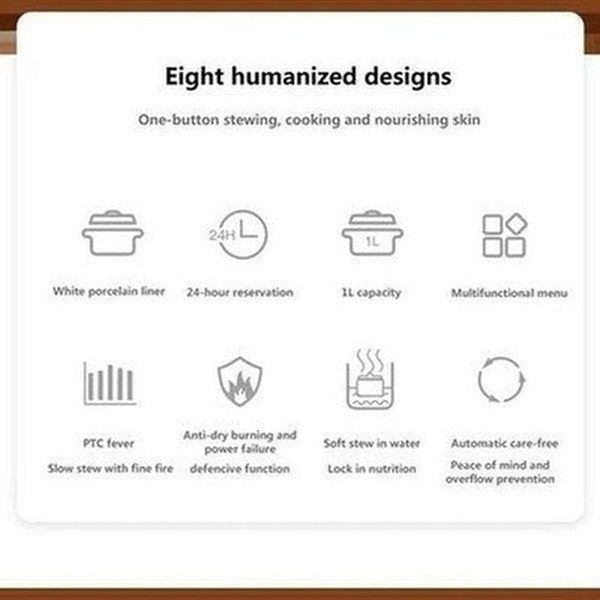 1L Mini Electric Stew Pot Ceramic Healthy Bird's Nest Electric Stew Cup Household Waterproof Multi-function Small Pot. Kitchen Appliances: Food Cookers ans Steamers.