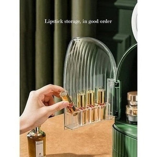 cactus cosmetic organizer box with mirror. makeup organizer cosmetic storage box with led light mirror. storage & organization: household storage containers