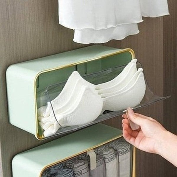 closet wall mounted underwear storage box bra socks organizer large capacity punch-free transparent closet storage box. type: household storage drawers.