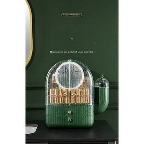 cactus cosmetic organizer box with mirror. makeup organizer cosmetic storage box with led light mirror. storage & organization: household storage containers