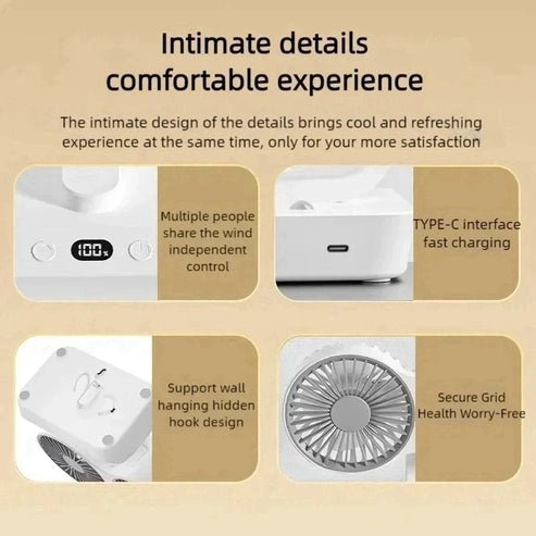 Double Head Desktop Fan - 4-Gear Adjustable with Digital Display