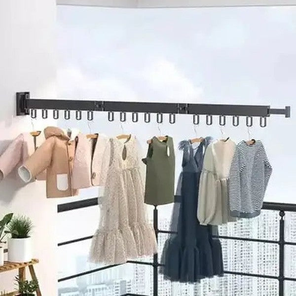 Folding Clothes Hanger Drying Racks & Hangers Black Wall Retractable Clothes Drying Rack – Dondepiso
