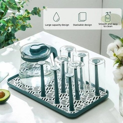 Cup Drying Rack Dustproof Glass Cup Drainer Detachable Bottle Holder Dish Drying Rack Storage Tray Kitchen Supplies. Kitchen Organizers: Kitchen Utensil Holders & Racks