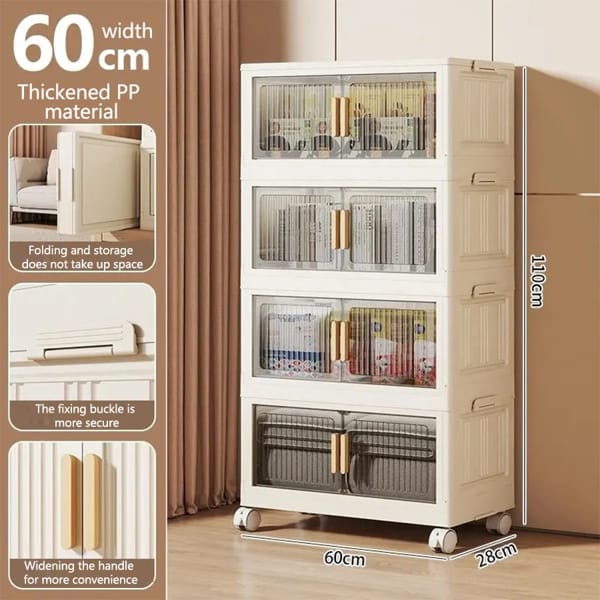 space saving plastic storage cabinet with multiple layers
