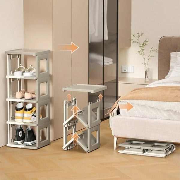 Modern vertical shoe cabinet with foldable design