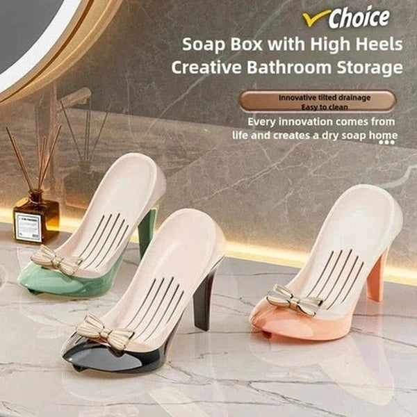 Heel-Shaped Soap Dish & Sponge Holder with Drain