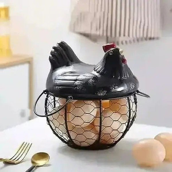 Hen Egg Basket Food Storage Containers Chicken-shaped metal mesh egg basket