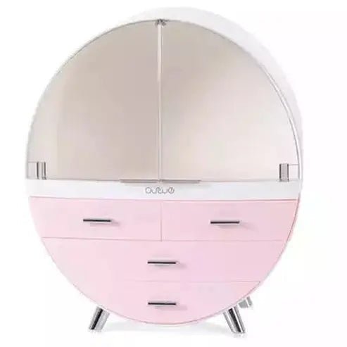 Round Cosmetic Storage Box Household Storage Containers M / Pink Round Dustproof Cosmetic Storage Box · Dondepiso