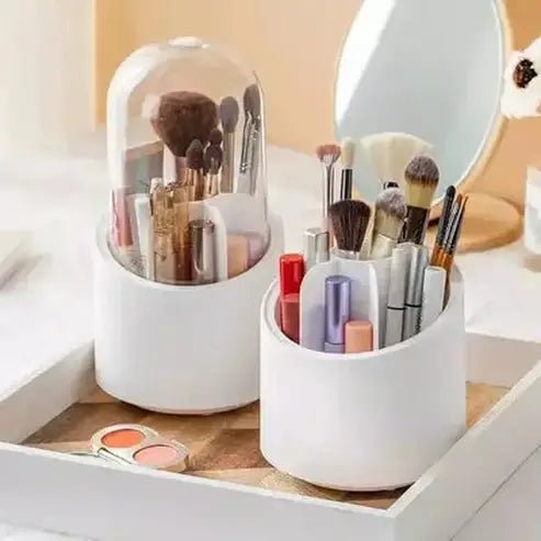 Makeup Brush Storage Box Household Storage Containers White Round Makeup Brush Storage Box with Lid – Dondepiso