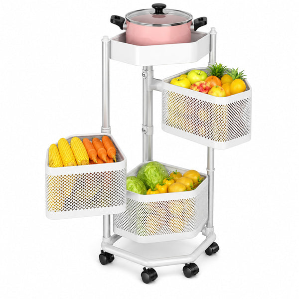 Kitchen Vegetable Storage Rack – Rotating Corner Fruit Organizer