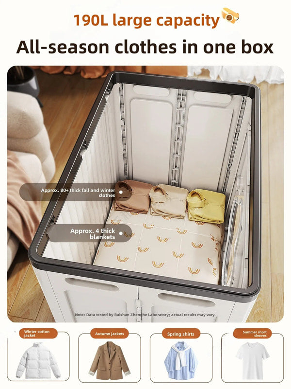 Large Capacity Clothes Storage Box with Wheels