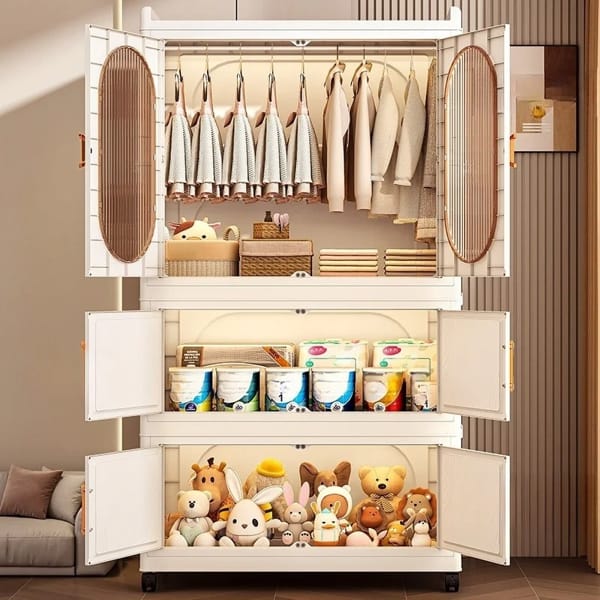 plastic foldable closet organizer with transparent design