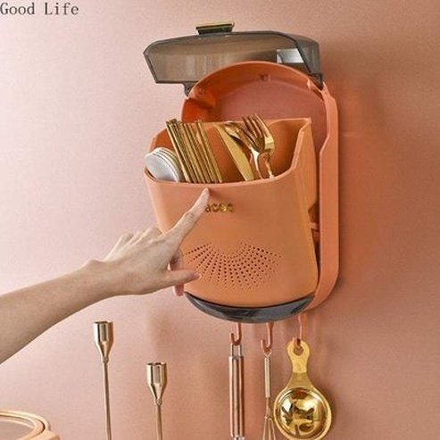 Large Capacity Wall-Mounted Cutlery Storage Rack