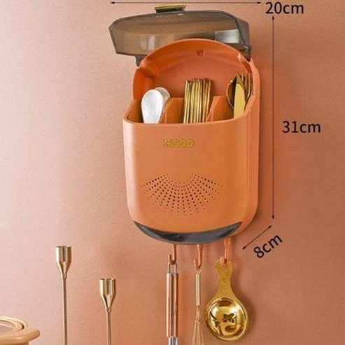 Large Capacity Wall-Mounted Cutlery Storage Rack