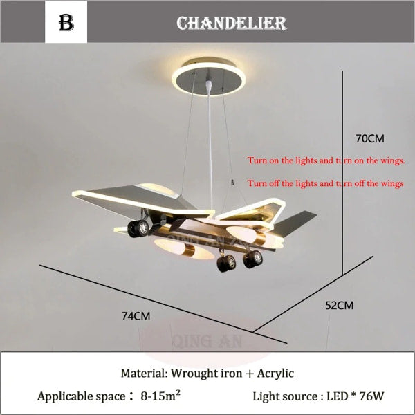 Aircraft ceiling lamp for boys room and nursery decoration