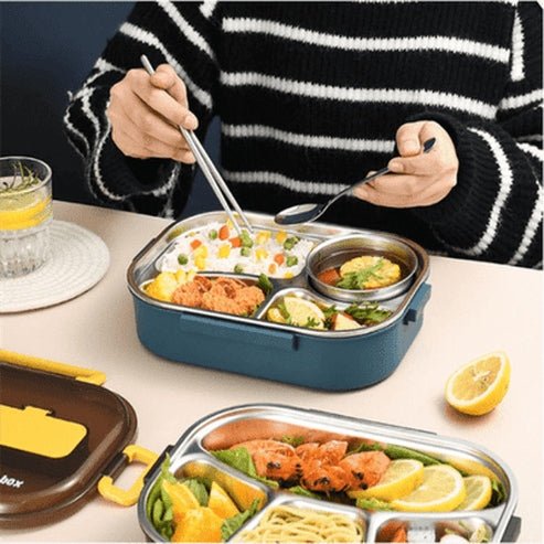 304 Stainless-Steel Lunch Box Bento Box Soup Bowl with Spoon and Chopsticks Lunch Container Food Storage Box