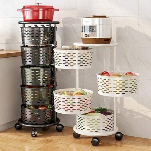 Multi-layer Kitchen Rotating Vegetable Rack with Wheels
