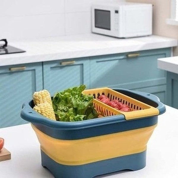 multipurpose collapsible colander fruit vegetable washing basket dish drainer silicone collapsible drain basket. kitchen tools and utensils: colanders and strainers