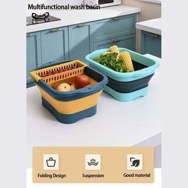 multipurpose collapsible colander fruit vegetable washing basket dish drainer silicone collapsible drain basket. kitchen tools and utensils: colanders and strainers