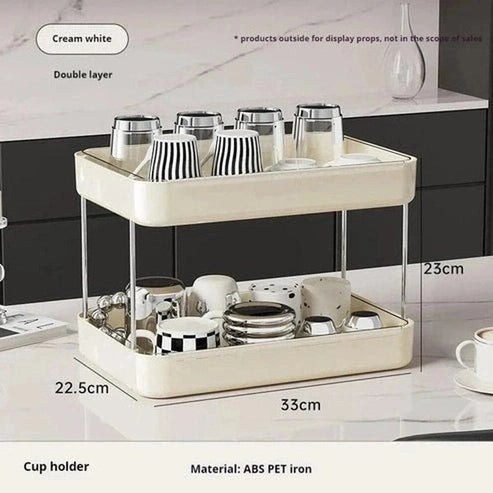 Multilayer Desktop Cup & Storage Rack with Drain Tray