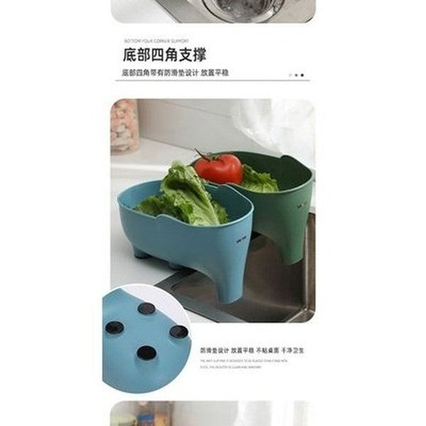 cartoon elephant drain basket multi-purpose kitchen drain basket home storage fruit vegetable basket plastic drainer. kitchen tools and utensils: colanders and strainers