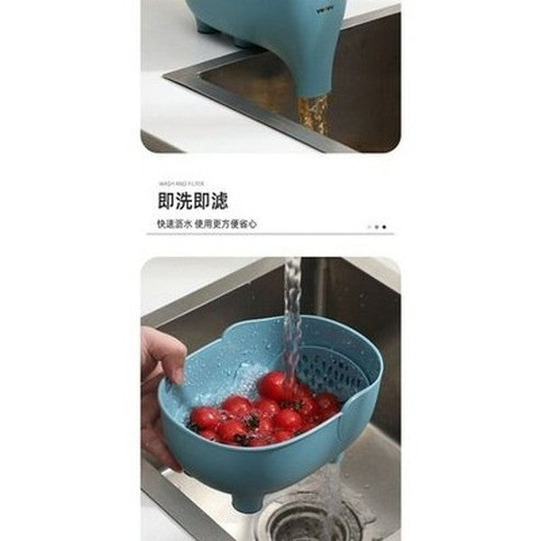 cartoon elephant drain basket multi-purpose kitchen drain basket home storage fruit vegetable basket plastic drainer. kitchen tools and utensils: colanders and strainers