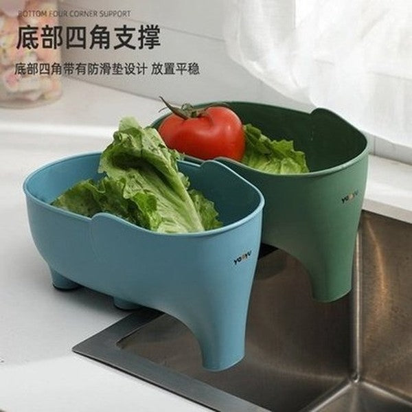 cartoon elephant drain basket multi-purpose kitchen drain basket home storage fruit vegetable basket plastic drainer. kitchen tools and utensils: colanders and strainers