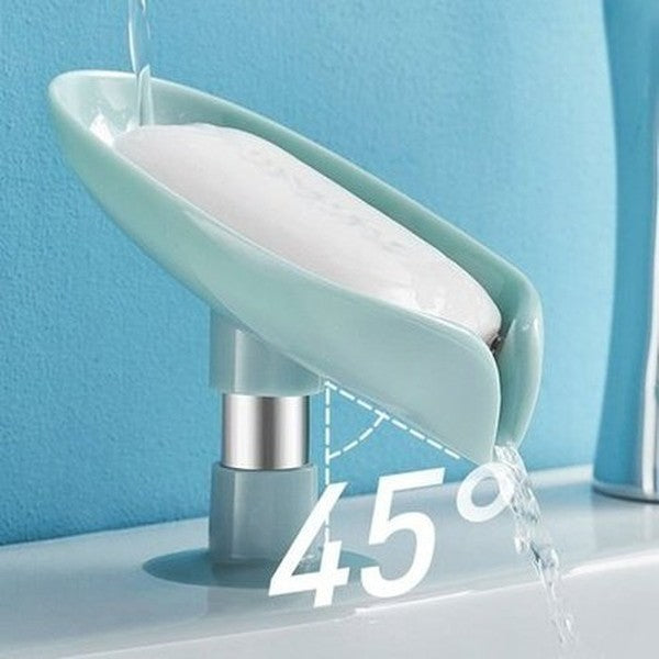 Non-slip leaf soap dish holder for bathroom sink. Soap Dish Leaf Soap Box Sponge Holder Sink Drainer. Bathroom Accessories. Type: Soap Dishes & Holders.